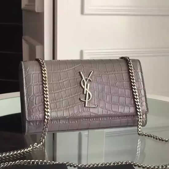 Replica Saint Laurent Medium Monogram Satchel In Grey Crocodile Leather Handbags